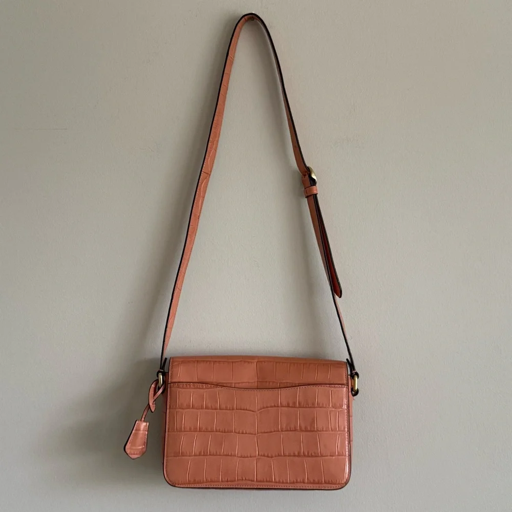 Coach Studio Shoulder Bag in Coral with Brass Hardware
